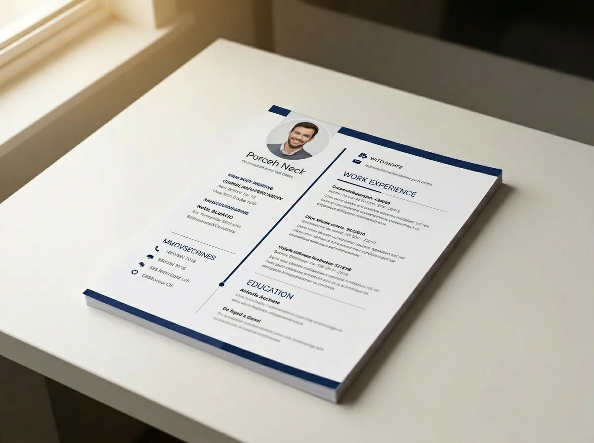 Nöjd person som håller i ett färdigt CV