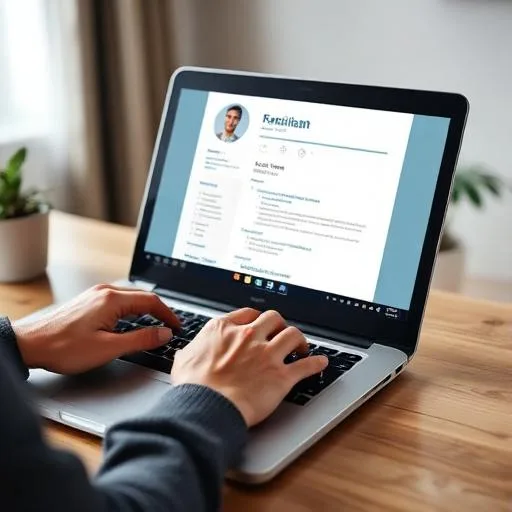 Person som skapar CV med ChatGPT på laptop